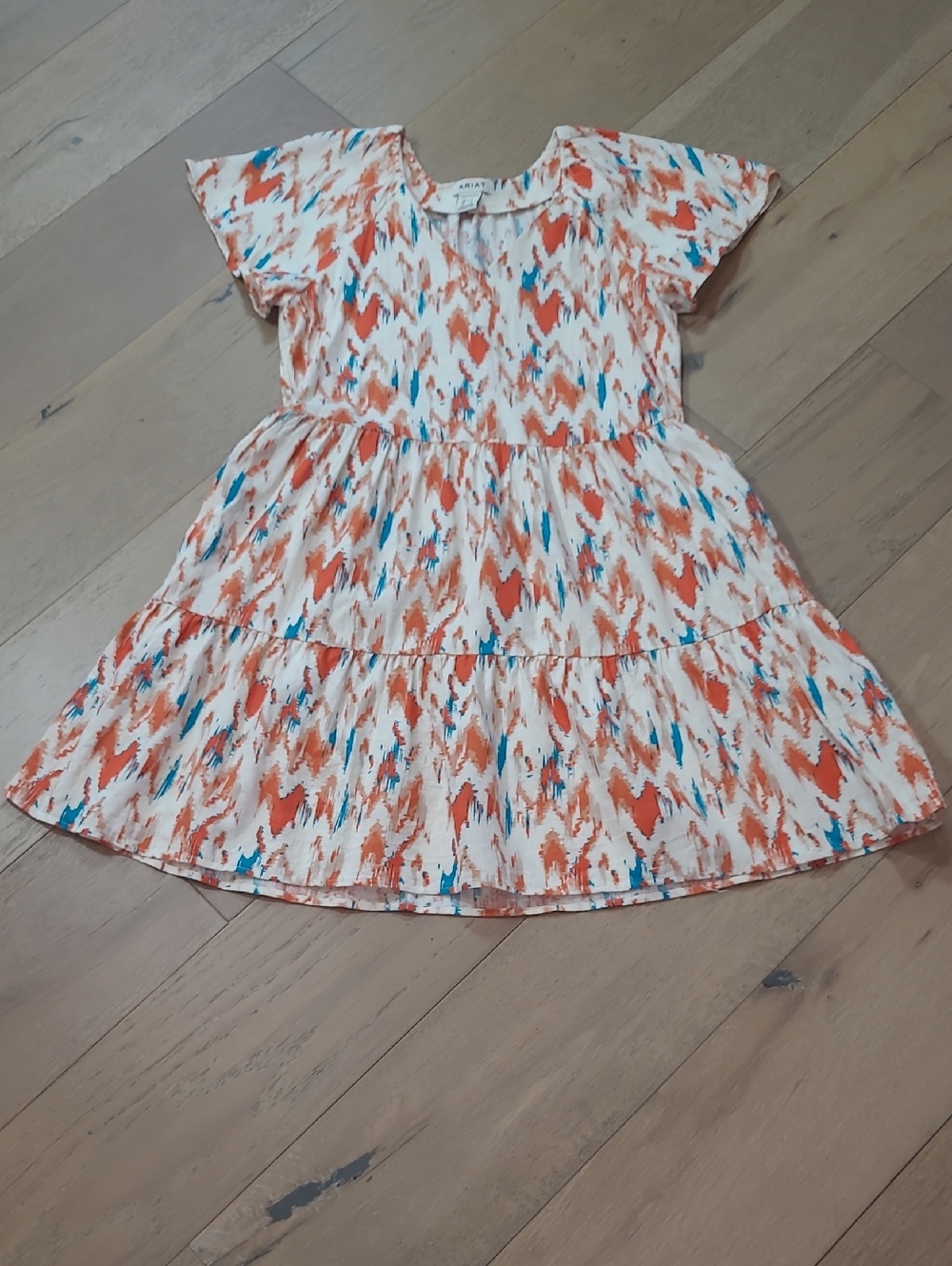 EUC Ariat Delilah Dress Women's sz S Country Boho Watercolor Print Tiered Dress